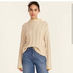 Women’s J.Crew Cashmere/Cotton mock neck cable stitch sweater in EUC! Sz M
